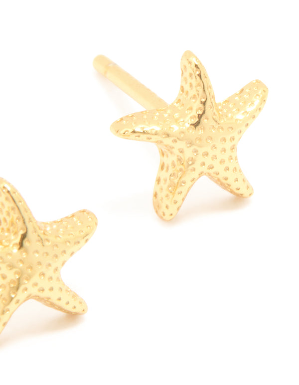 Gold Plated Sterling Silver Starfish Earrings