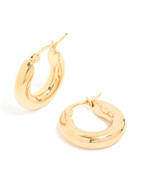Waterproof Gold Plated Stainless Steel Chunky Hoop Earrings - link has visual effect only