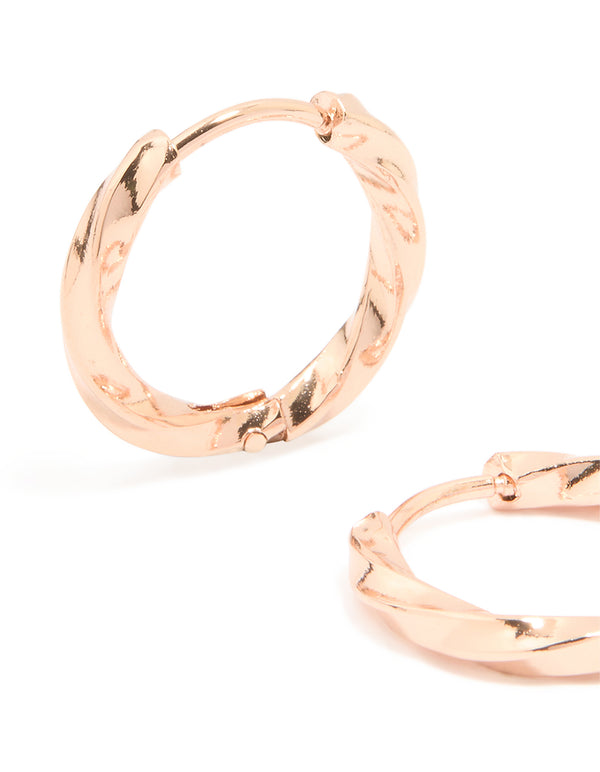 Rose Gold Plated Surgical Steel Twisted Hoop Earrings