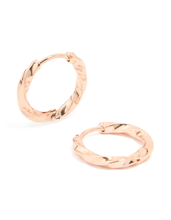Rose Gold Plated Surgical Steel Twisted Hoop Earrings