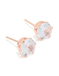 Rose Gold Plated Surgical Steel Cubic Zirconia Stud Earrings - link has visual effect only