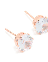 Rose Gold Plated Surgical Steel Cubic Zirconia Stud Earrings - link has visual effect only