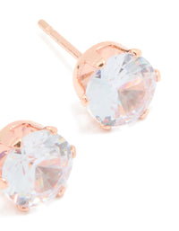 Rose Gold Plated Surgical Steel Cubic Zirconia Stud Earrings - link has visual effect only