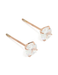 Rose Gold Plated Sterling Silver Cubic Zirconia Stud Earrings 5 MM - link has visual effect only