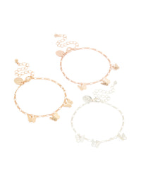Mixed Metal Butterfly Bracelets 3-Pack - link has visual effect only