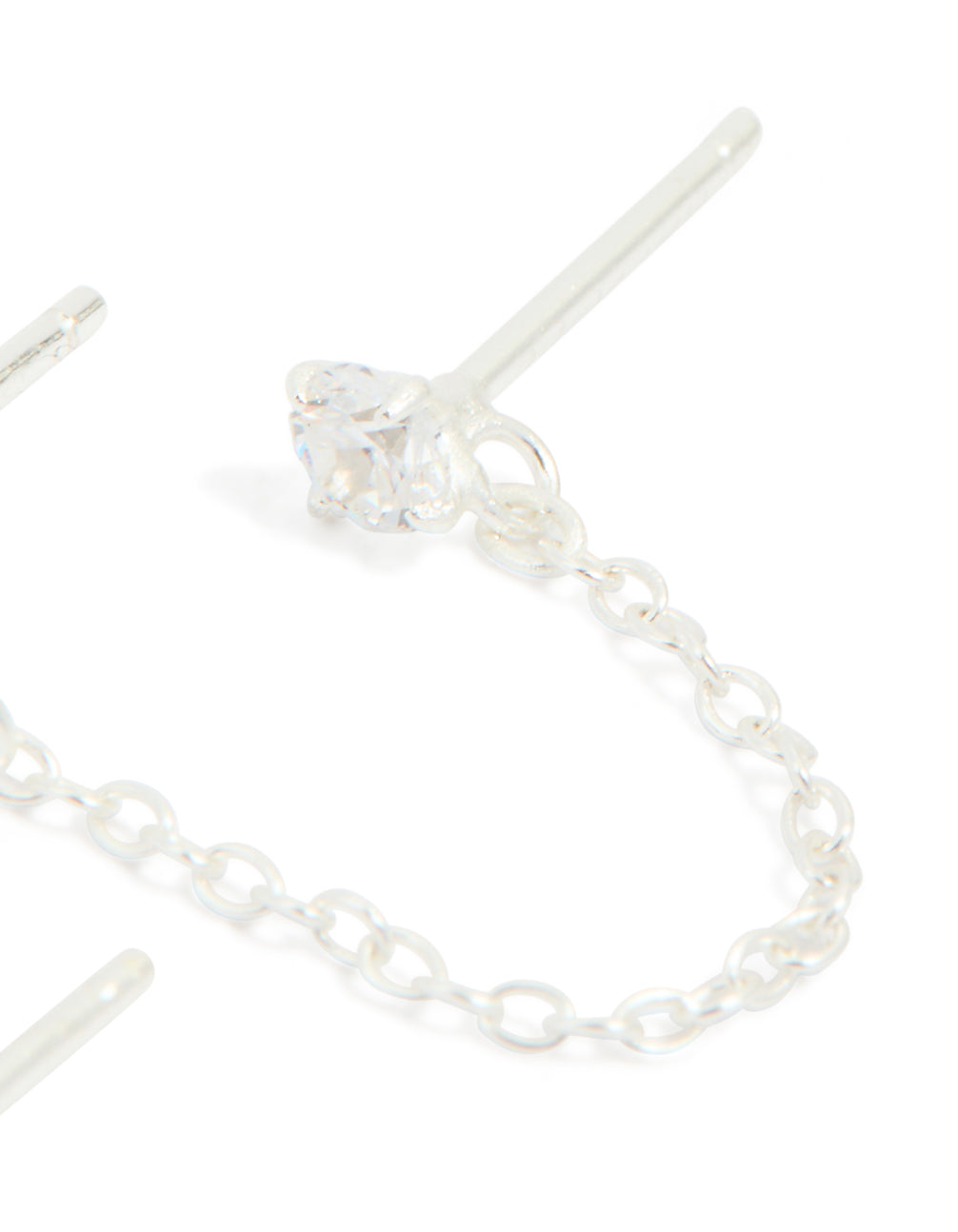 Sterling Silver Chain Double Stud Earrings