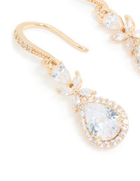 Gold Cubic Zirconia Pear Drop Earrings - link has visual effect only