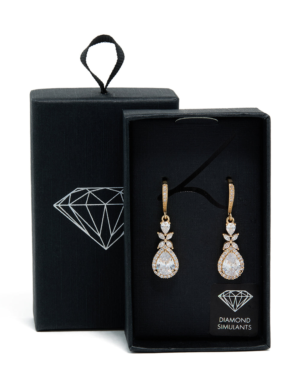 Gold Cubic Zirconia Pear Drop Earrings
