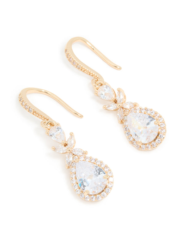 Gold Cubic Zirconia Pear Drop Earrings