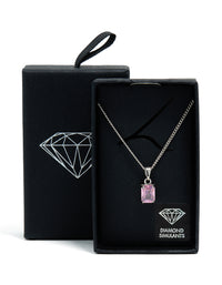 Silver Pink Cubic Zirconia Pendant Necklace - link has visual effect only