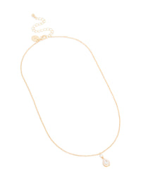 Gold Cubic Zirconia Pear Pendant Necklace - link has visual effect only