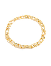 Gold Cubic Zirconia Large Chain Bracelet - link has visual effect only