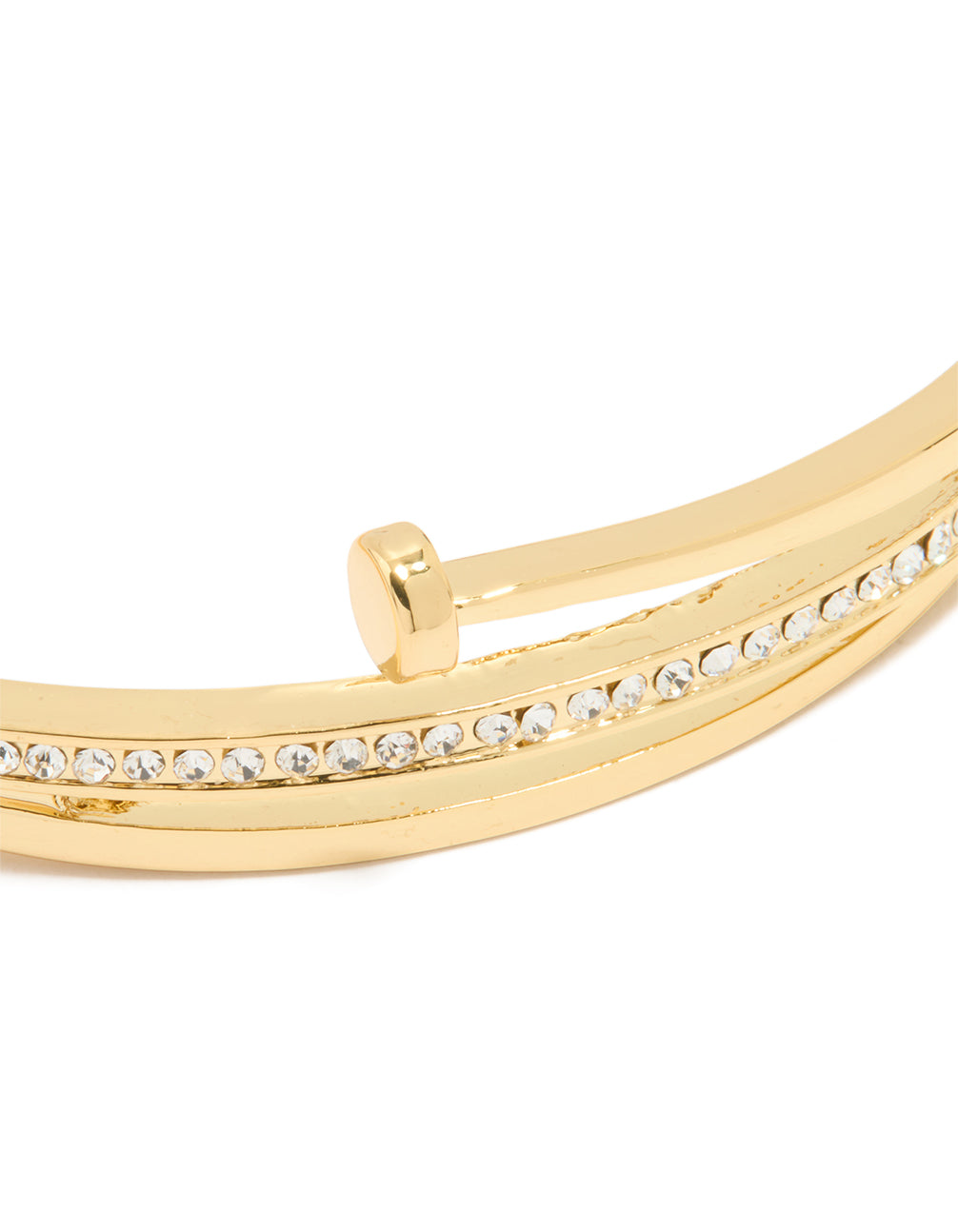 Gold Diamante Nail Hinge Bangle