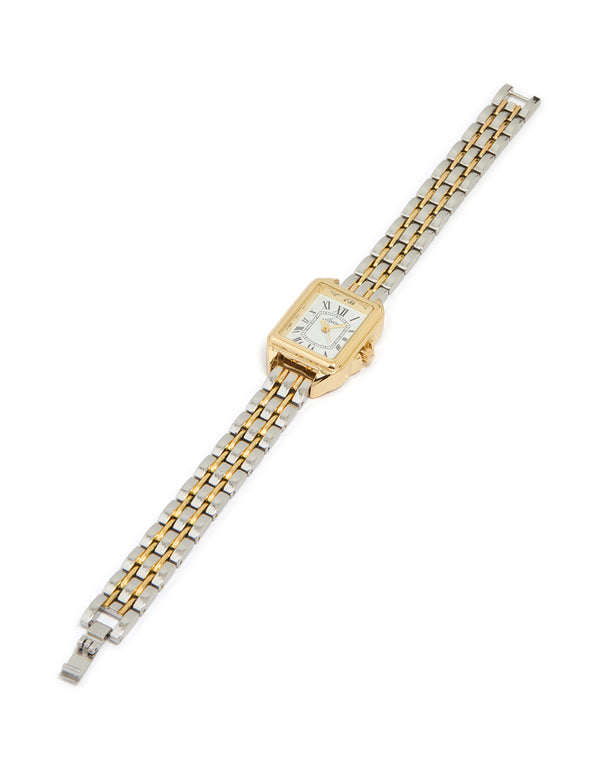 Mixed Metal Rectangle Roman Numerals Watch