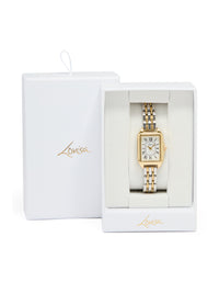 Mixed Metal Rectangle Roman Numerals Watch - link has visual effect only