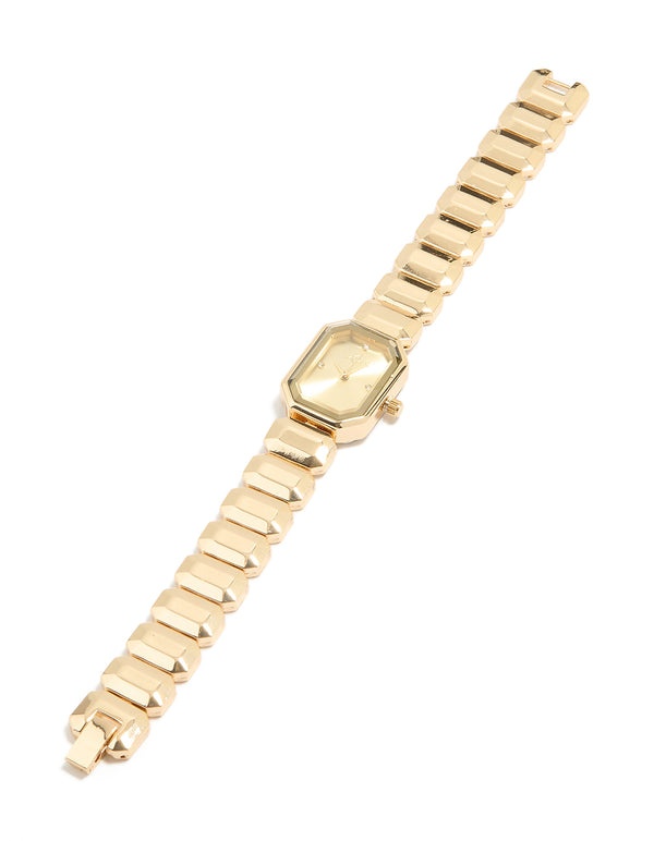 Gold Rectangle Face Watch
