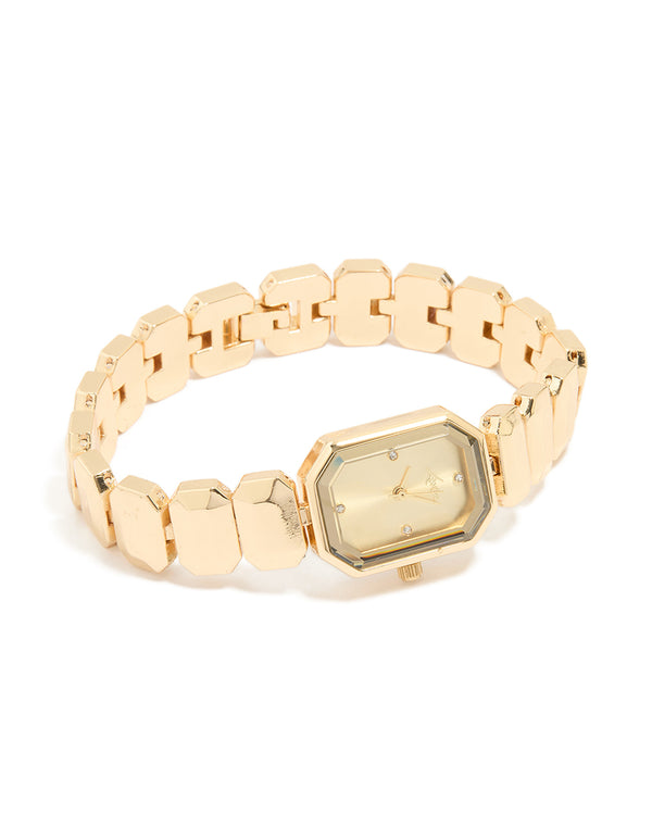Gold Rectangle Face Watch
