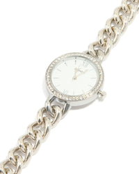 Silver Diamante Round Face Watch - link has visual effect only