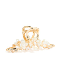 Gold Pearlised Floral Trio Claw Clip - link has visual effect only