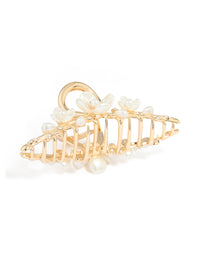 Gold Pearlised Floral Trio Claw Clip - link has visual effect only