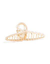 Gold Pearl Floral Small Loop Claw Clip - link has visual effect only