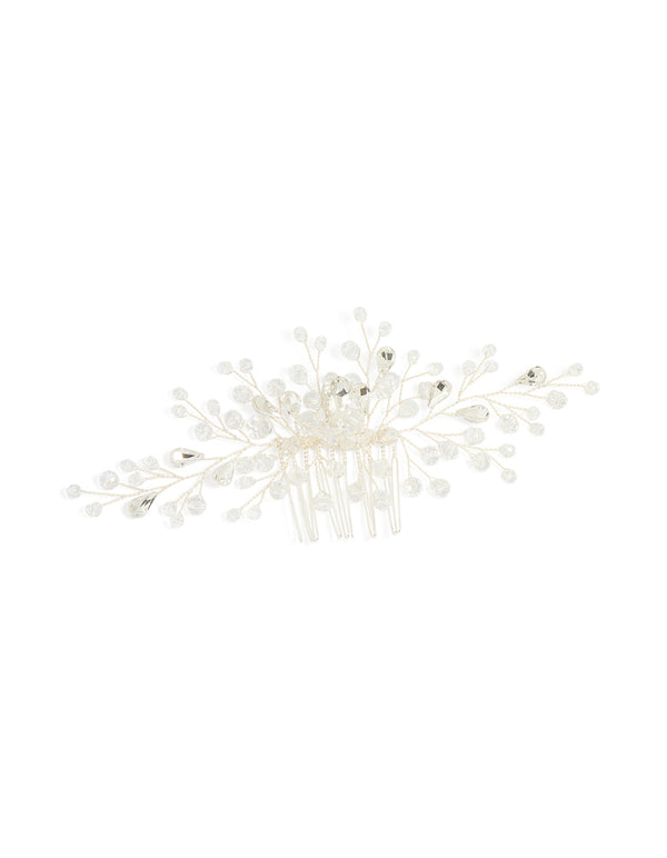 Silver Diamante Beaded Hair Comb