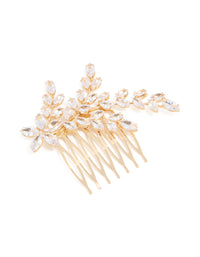 Gold Diamante Flower & Leaf Hair Comb - link has visual effect only