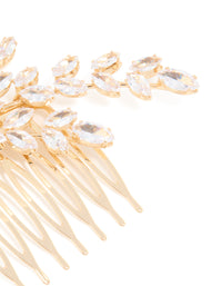 Gold Diamante Flower & Leaf Hair Comb - link has visual effect only