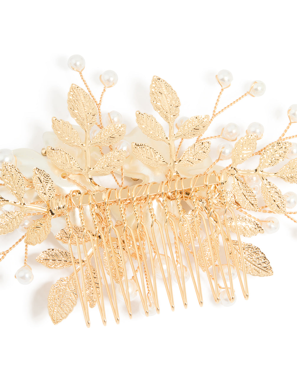Gold Pearlised Flower Comb