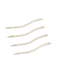 Silver Diamante Hair Clips 4-Pack - link has visual effect only