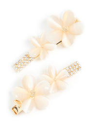 Gold Diamante Pave Double Flower Hair Clips 2-Pack - link has visual effect only