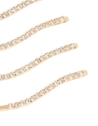 Gold Diamante Wavy Hair Clips 4-Pack - link has visual effect only