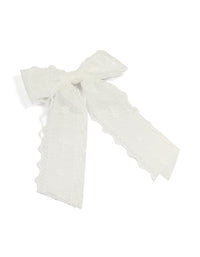 White Fabric Ribbon Lace Bow Layered Clip - link has visual effect only