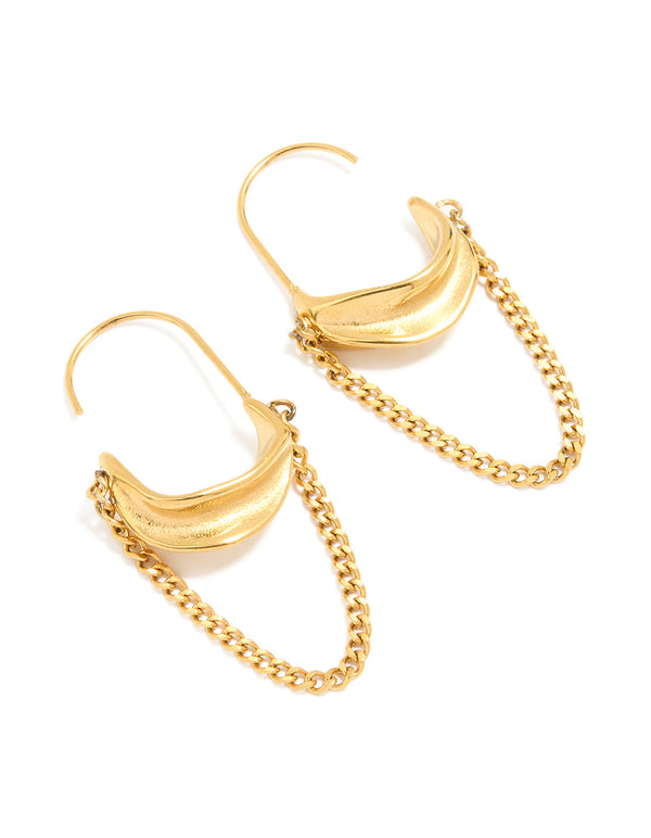 Waterproof Gold Plated Stainless Steel Chain Hoop Earrings