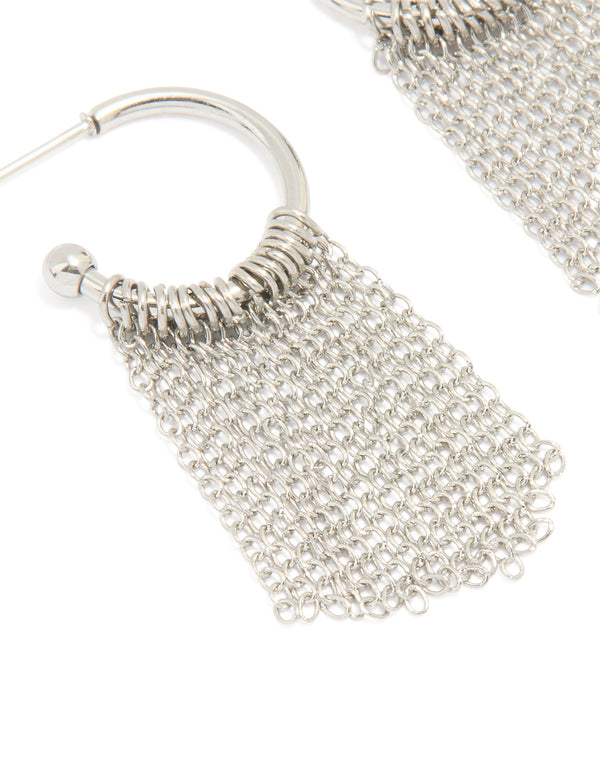 Waterproof Stainless Steel Tassel Hoop Earrings