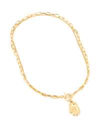 Waterproof Gold Plated Stainless Steel Molten Pendant Layered Necklace - link has visual effect only