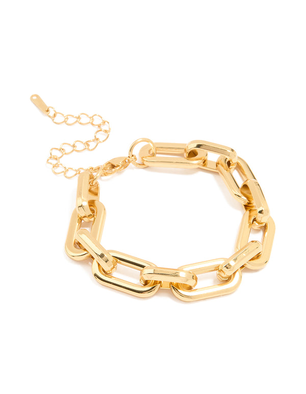 Waterproof Gold Plated Stainless Steel Paperclip Large Chain Bracelet