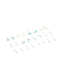 Western Silver Stud Earrings 12-Pack - link has visual effect only