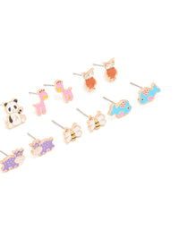Gold Zoo Animal Stud Earrings 8-Pack - link has visual effect only