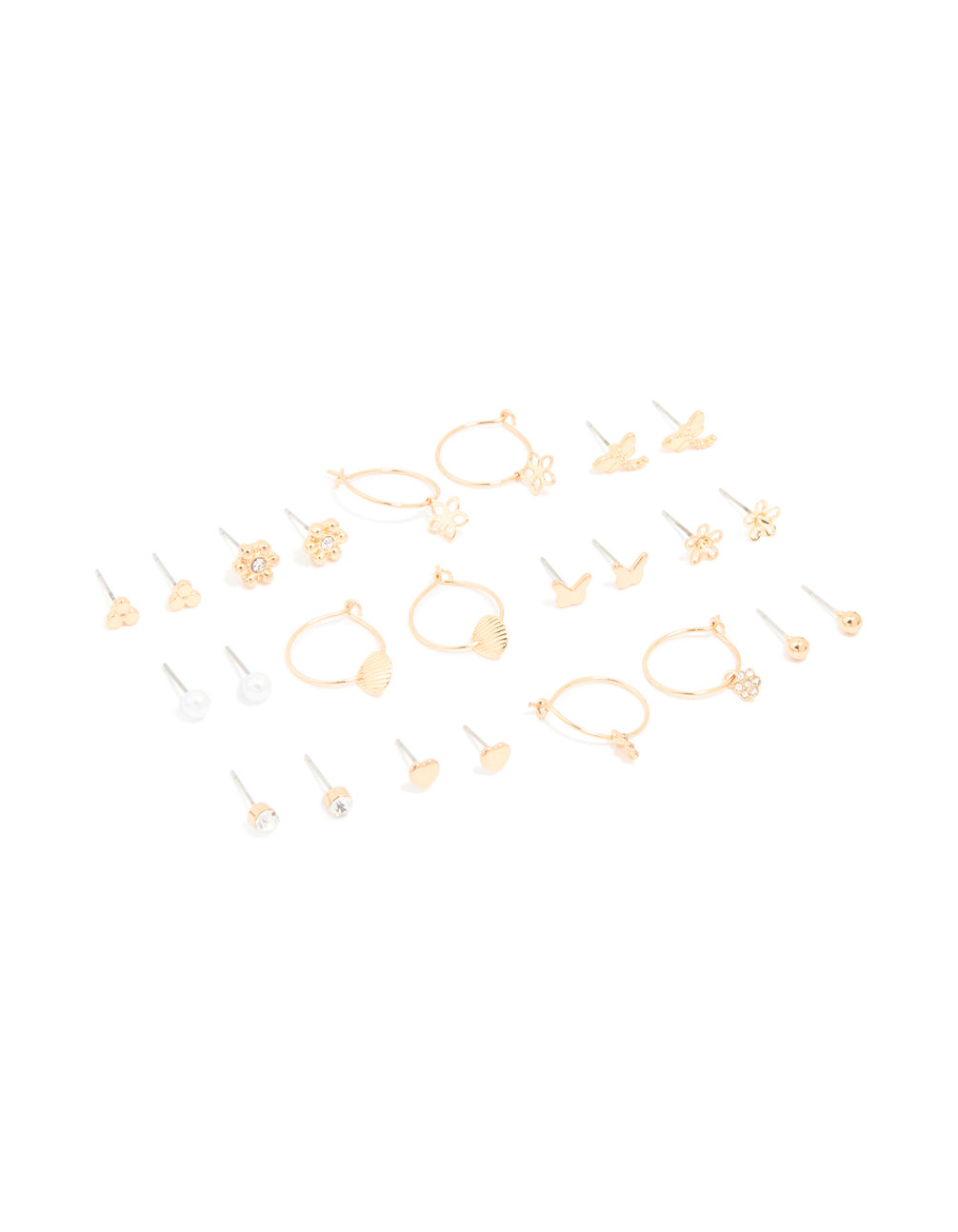 Gold Dragonfly Diamante Earrings 12-Pack