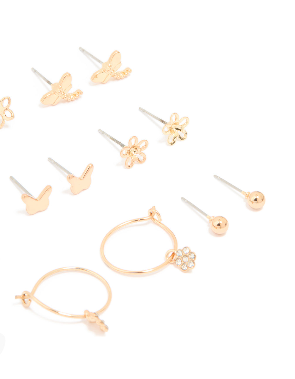 Gold Dragonfly Diamante Earrings 12-Pack