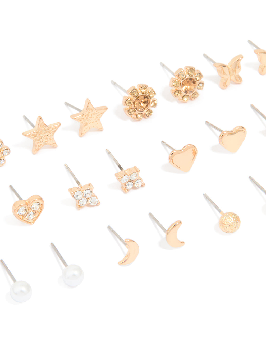 Gold Butterfly & Heart Earrings 12-Pack