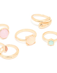 Gold Mixed Stone Rings 6-Pack - link has visual effect only
