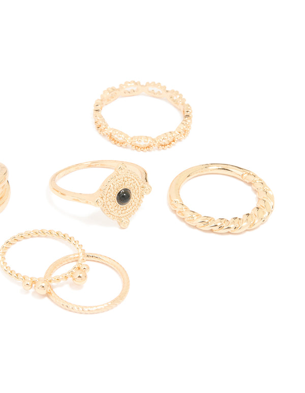 Gold Textured Mixed Rings 6-Pack