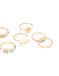 Gold Sea-Themed Rings 8-Pack - link has visual effect only