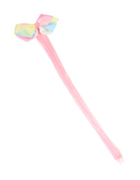 Kids Fabric Bow Pink Tinsel Clip - link has visual effect only