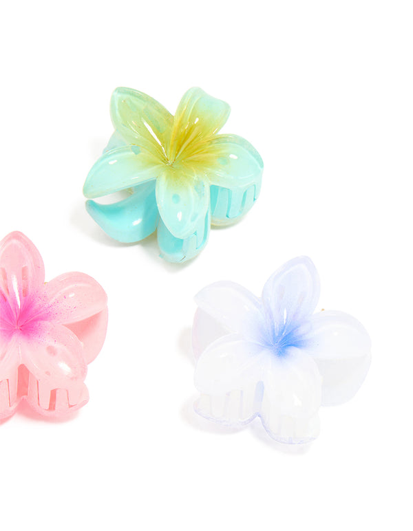 Kids Bright Smooth Frangipani Hair Claw Clips 6-Pack