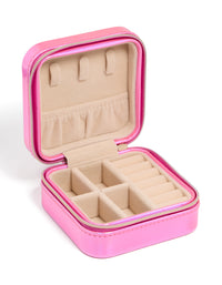 Kids Pink PU Leather Square Jewellery Box - link has visual effect only