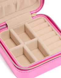 Kids Pink PU Leather Square Jewellery Box - link has visual effect only