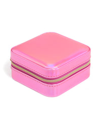 Kids Pink PU Leather Square Jewellery Box - link has visual effect only